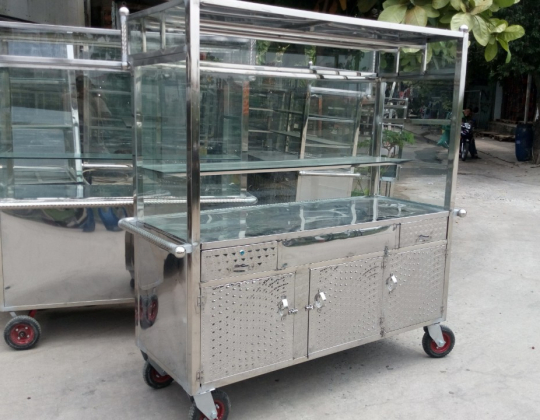 BÁN THANH LÝ XE 1M6 BÁN BÊ THUI, HEO QUAY, GÀ QUAY BẰNG INOX GIÁ RẺ