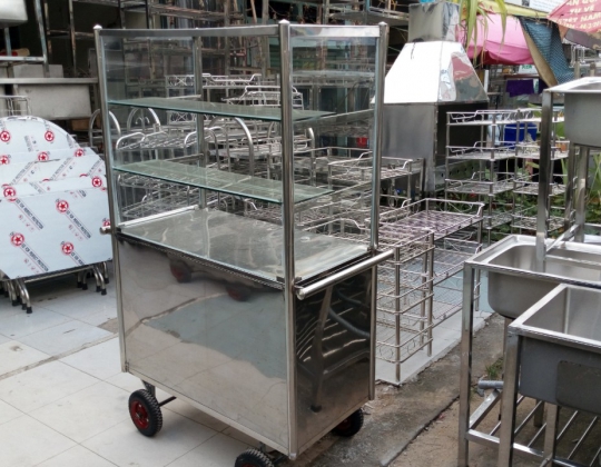 XE CƠM, XE BÁNH MÌ INOX NGANG 1M