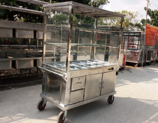 XE CƠM 12 KHAY HÂM NÓNG THỨC ĂN KÍNH THẲNG BẰNG INOX TỐT BÁN THANH LÝ GIÁ RẺ