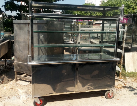 BÁN THANH LÝ XE CƠM, XE BÁNH MÌ INOX NGANG 1M6