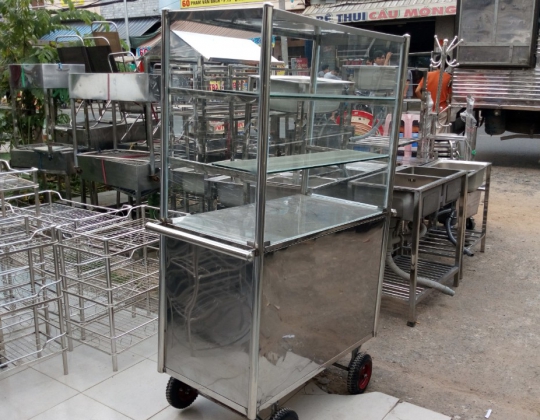 XE CƠM, XE BÁNH MÌ INOX NGANG 1M